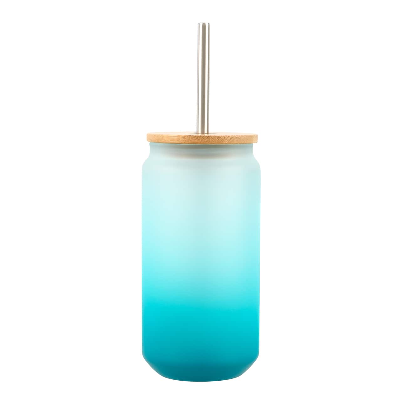 18oz. Frosted Glass Sublimation Tumbler with Bamboo Lid & Straw by Make Market®